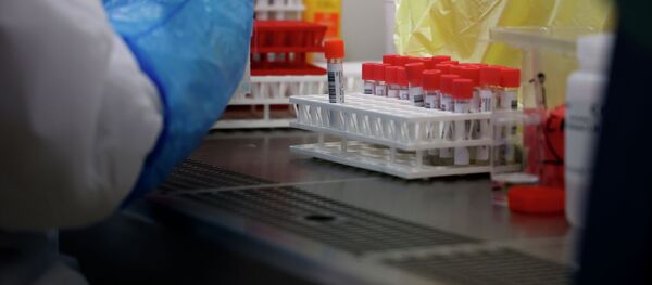 Сотрудник лаборатории проводит анализ на наличие коронавируса  - Sputnik Кыргызстан