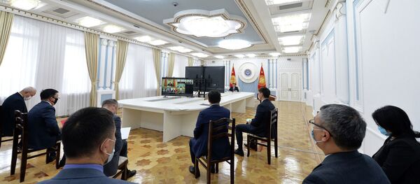 Президент КР Сооронбай Жээнбеков на заседании Высшего Евразийского экономического совета, которое проходит в формате видеоконференции - Sputnik Кыргызстан