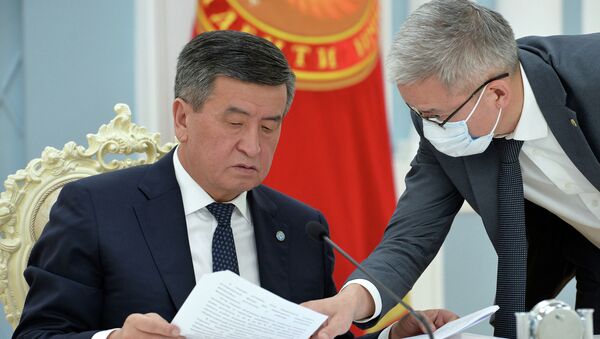 Президент КР Сооронбай Жээнбеков на заседании Высшего Евразийского экономического совета, которое проходит в формате видеоконференции - Sputnik Кыргызстан