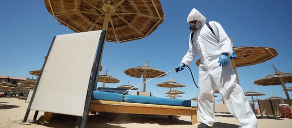 Санобработка лежаков и зонтов на пляжах в Египте - Sputnik Кыргызстан